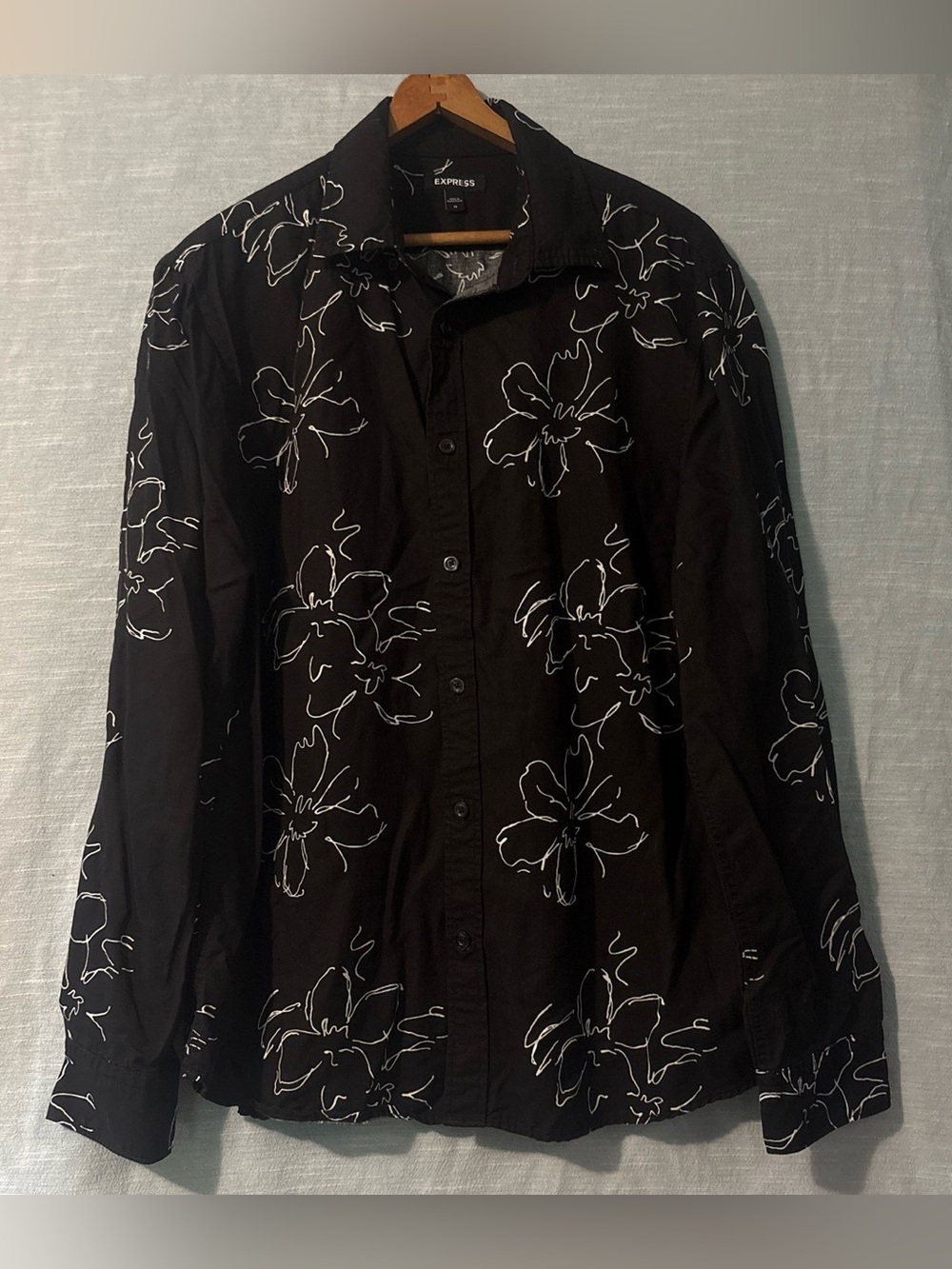Express Shirt Long Sleeve Button Up Black/White Men’s Sz M
